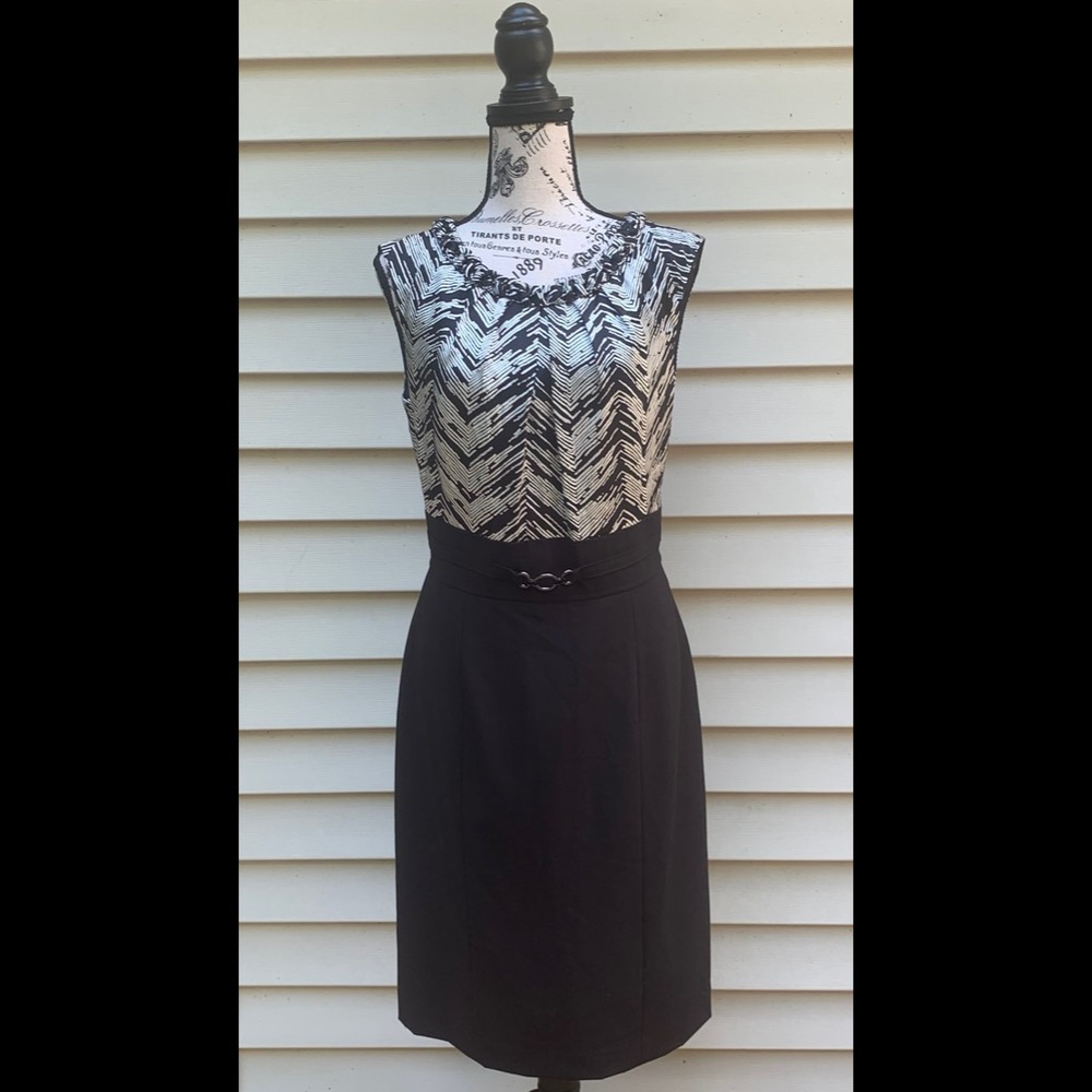 Tahari Braided Neckline Sheath Dress